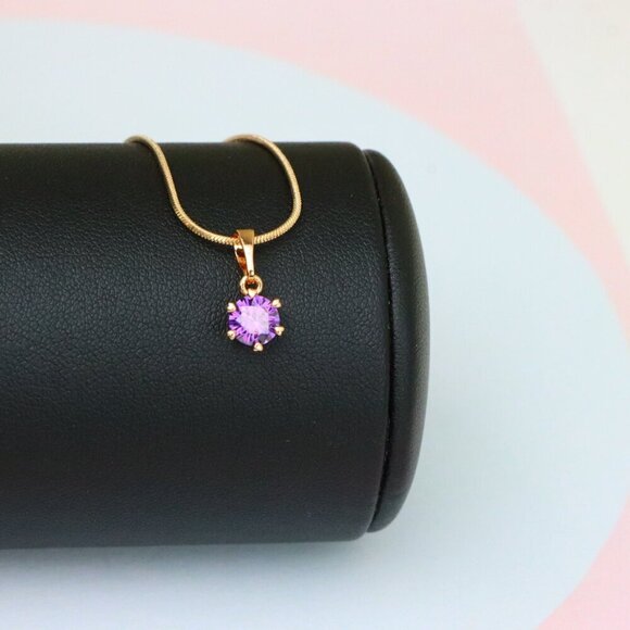 "Dainty Purple Round Pendant in Rose Gold Finish – Chic Design,XPPT1850 - Picture 13 of 13